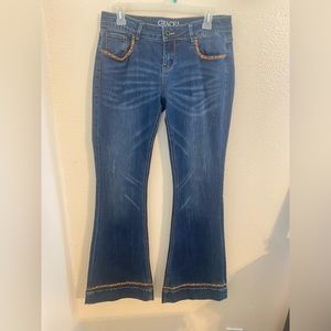 Cheetah trimmed trouser jeans